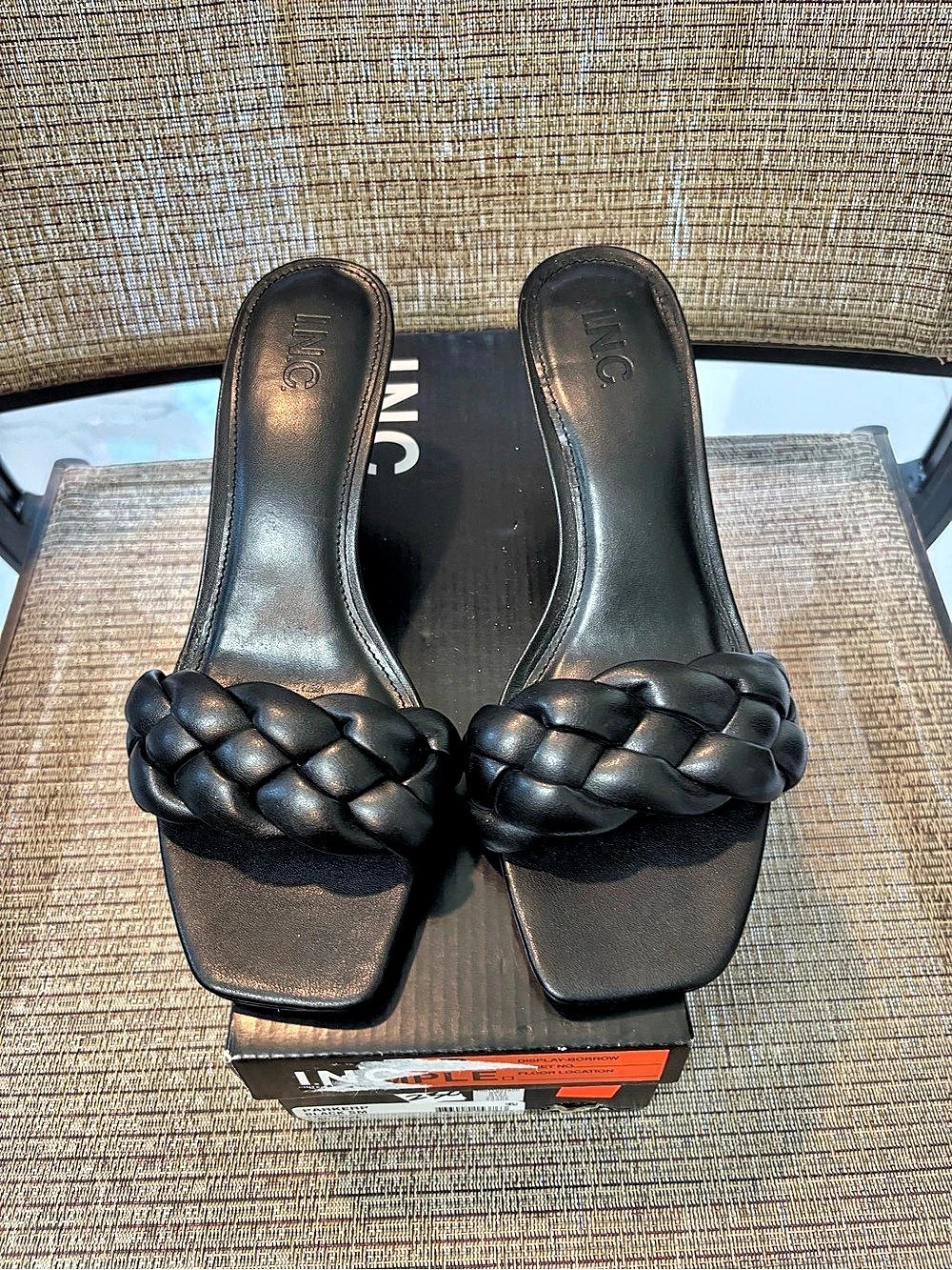 I.N.C. International Concepts Black Braided Heels US 8 M Like New